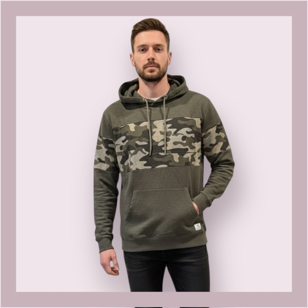 the MBX Premium Goods Camo Stripe Long Sleeve Pullover Hoodie.
